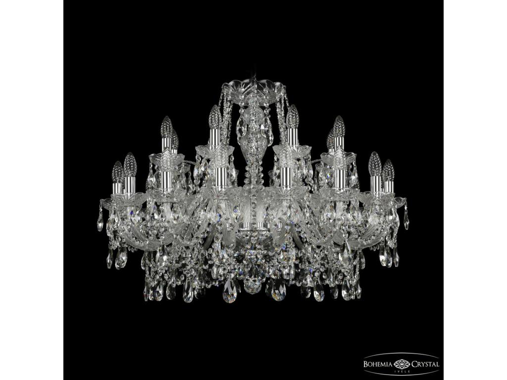 люстра хрустальная Bohemia Ivele Crystal 1411/16+8/300 Ni   [1411/16+8/300 Ni] прозрачный