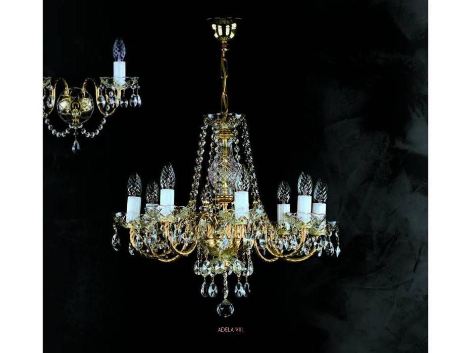 люстра хрустальная Artglass Adela 8x40w  [ADELA VIII. FULL CUT] шлифованная латунь