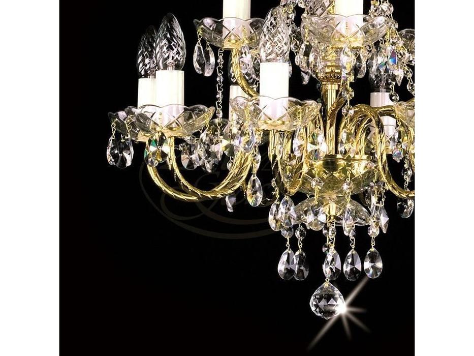 люстра хрустальная Artglass Adela 8x40w  [ADELA VIII. FULL CUT] шлифованная латунь