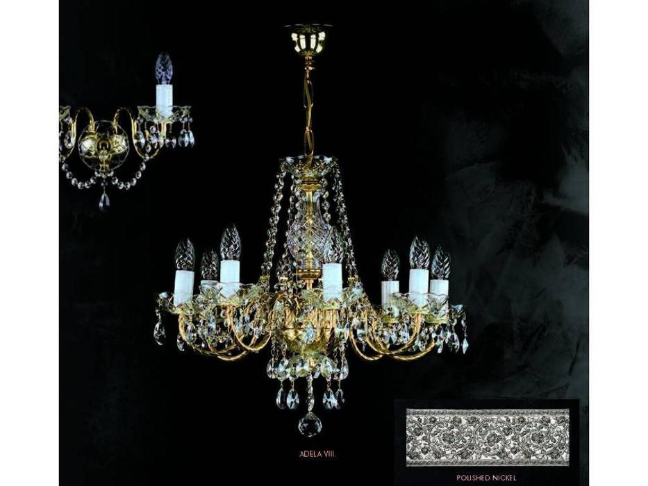 люстра хрустальная Artglass Adela 8x40w  [ADELA VIII. FULL CUT NICKEL CE] шлифованный никель