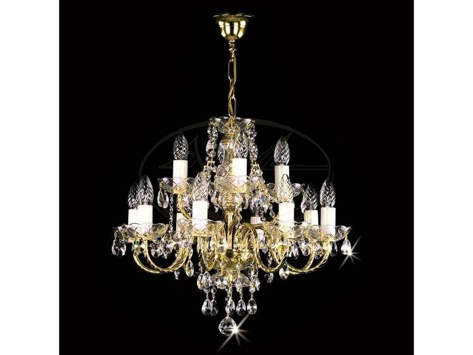 люстра хрустальная Artglass Adela 12x40W  [ADELA XII. FULL CUT CE] шлифованная латунь