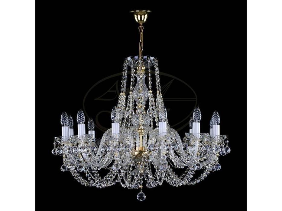 люстра хрустальная Artglass Andula 12x40W  [ANDULA XII. ARM 280 FULL CUT NICKEL - 8006] шлифованный 
