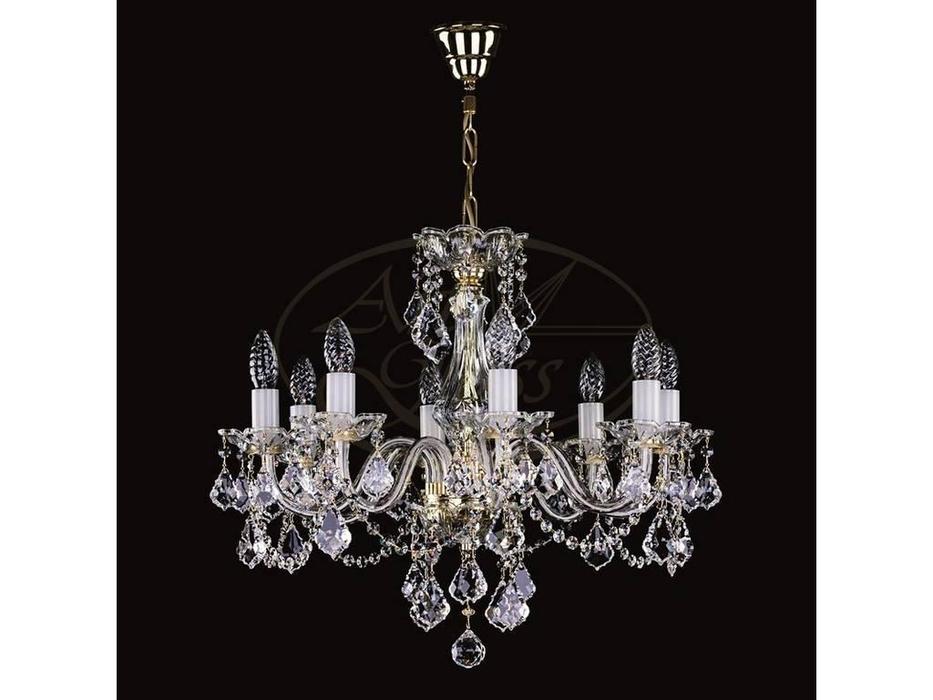люстра хрустальная Artglass Classica 8x40 W  [A 0001/08/20 CE] шлифованная латунь