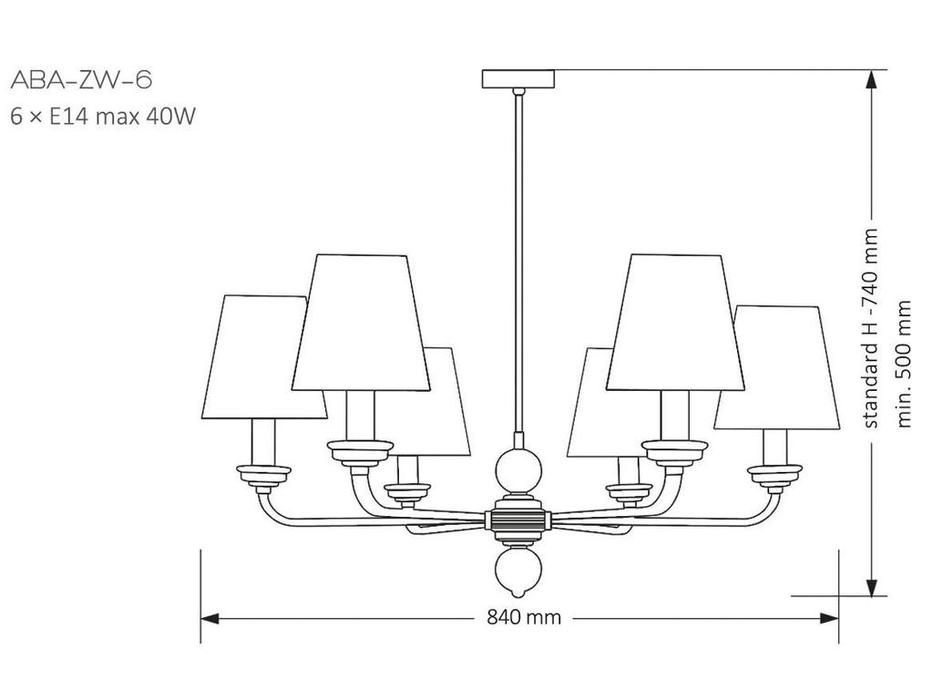 люстра потолочная Kutek Abano   [ABA-ZW-6(Z/A)] золото