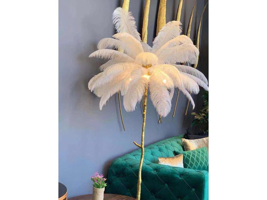 торшер STG The Feather Floor Lamp   [17719] белый, золото