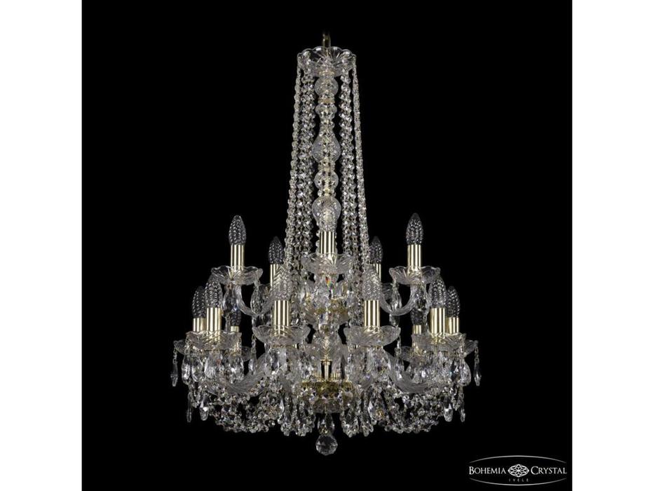 люстра хрустальная Bohemia Ivele Crystal 1402/10+5/195/h-80/2d G   [1402/10+5/195/h-80/2d G] прозрач