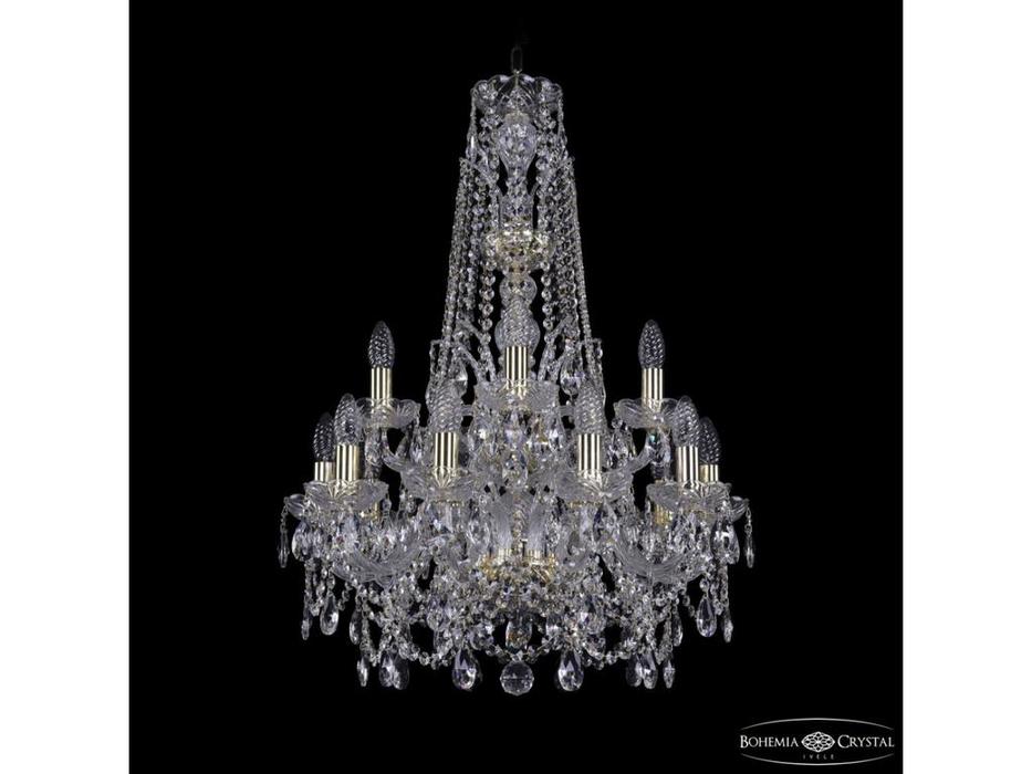 люстра хрустальная Bohemia Ivele Crystal 1411/10+5/195/XL-80/2d G   [1411/10+5/195/XL-80/2d G] прозр