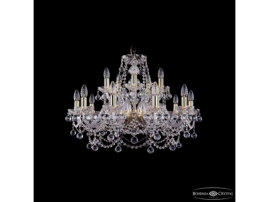 люстра хрустальная Bohemia Ivele Crystal 1411/10+5/240 G Balls   [1411/10+5/240 G Balls] прозрачный