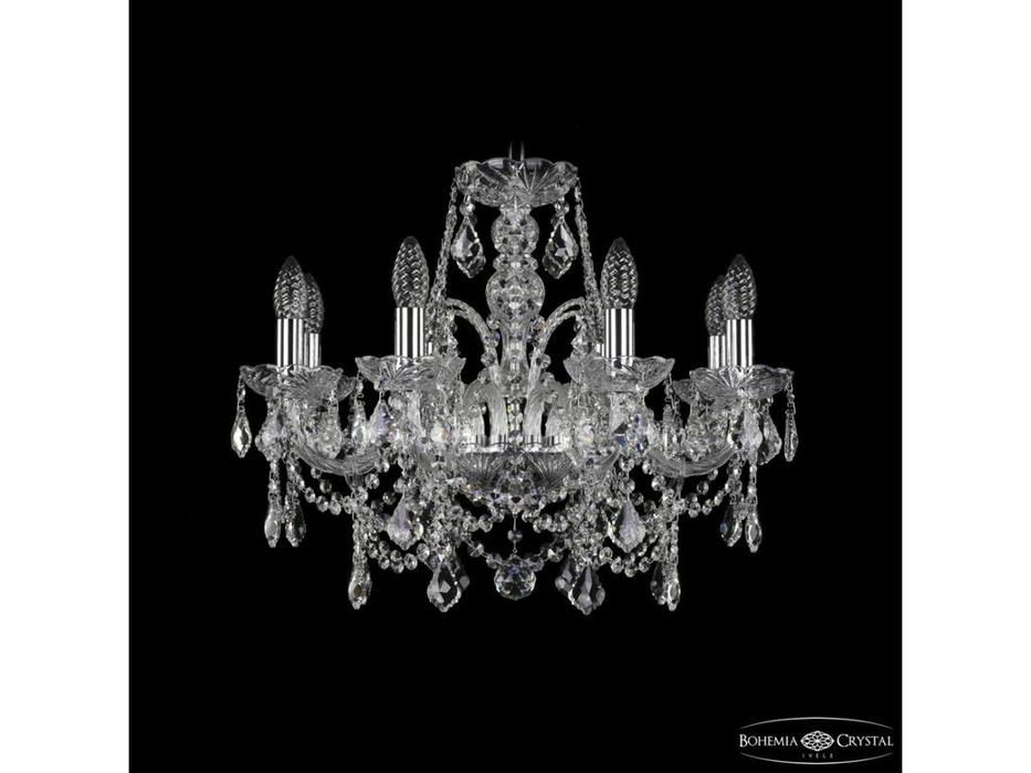 люстра хрустальная Bohemia Ivele Crystal 1411/8/195 Ni Leafs   [1411/8/195 Ni Leafs] прозрачный