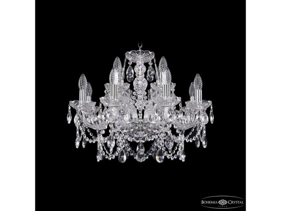 люстра хрустальная Bohemia Ivele Crystal 1411/8+4/195 Ni   [1411/8+4/195 Ni] прозрачный